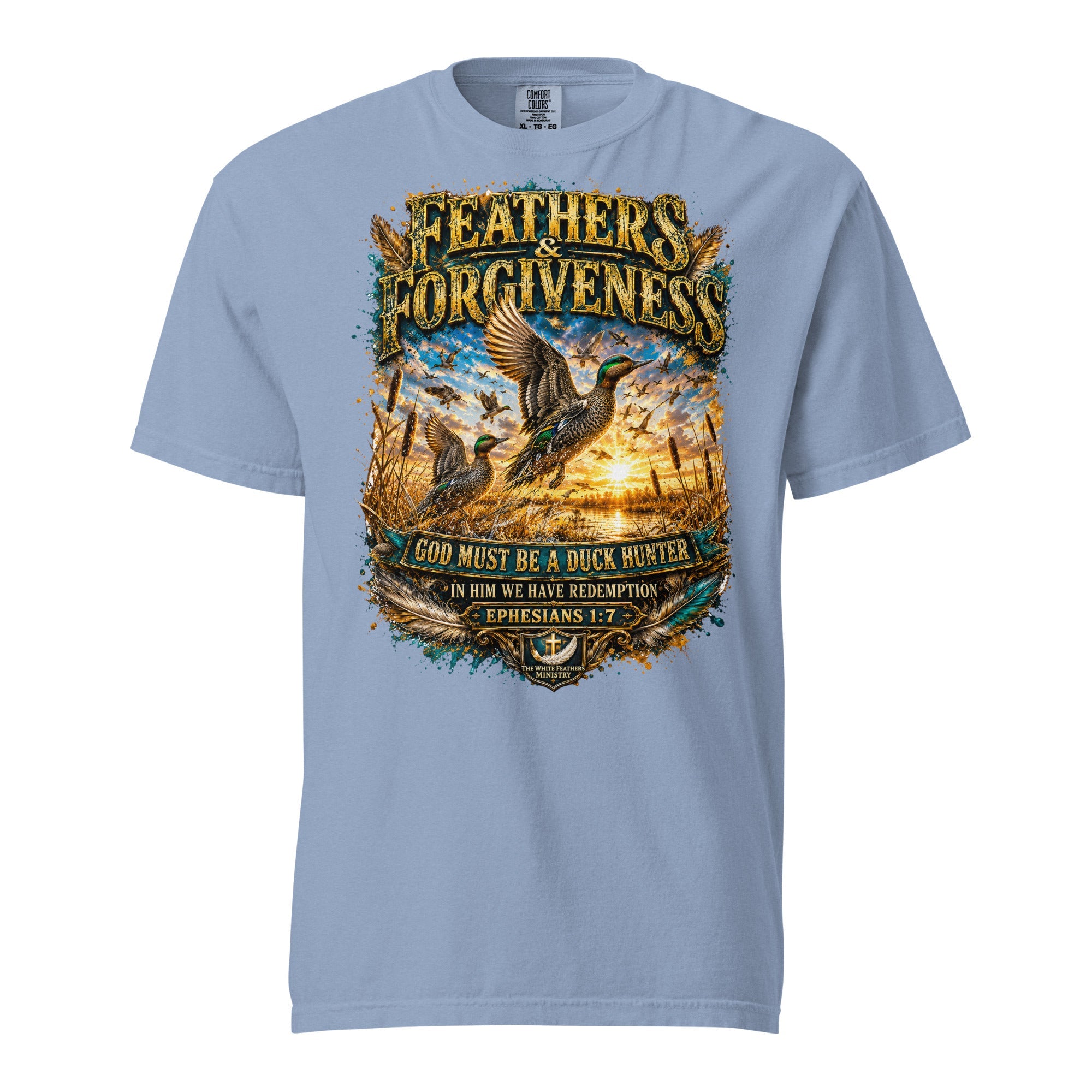 Feathers and Forgiveness Duck Hunter Unisex T-Shirt - The White Feathers Ministry