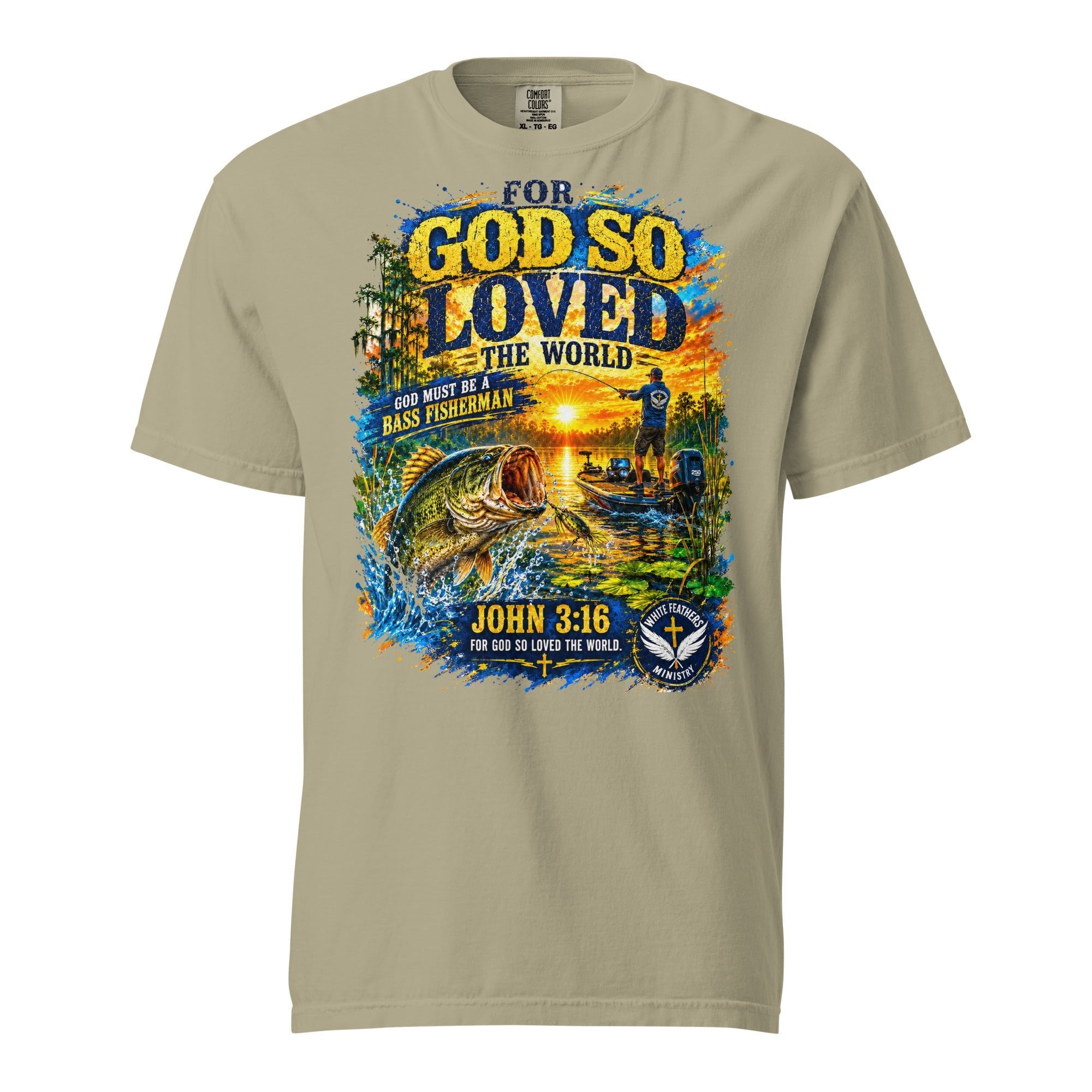 For God So Loved the World Bass Fisherman Unisex T-Shirt - The White Feathers Ministry