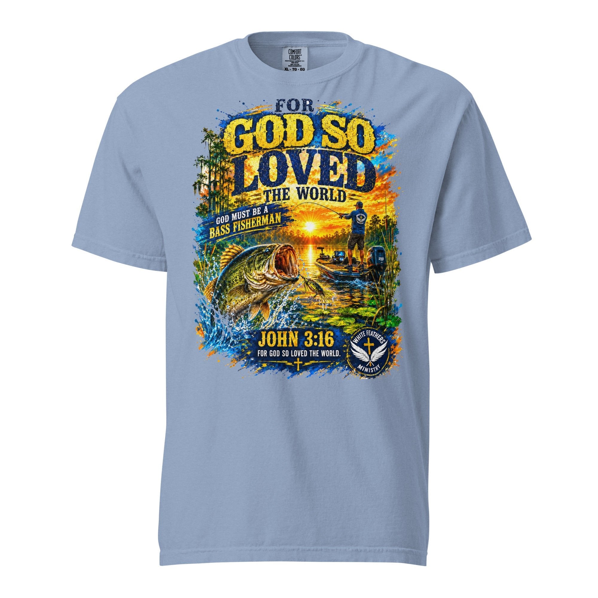 For God So Loved the World Bass Fisherman Unisex T-Shirt - The White Feathers Ministry