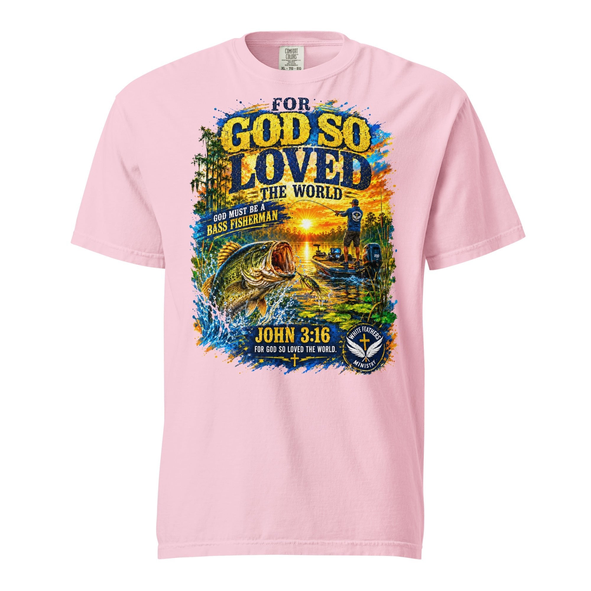For God So Loved the World Bass Fisherman Unisex T-Shirt - The White Feathers Ministry