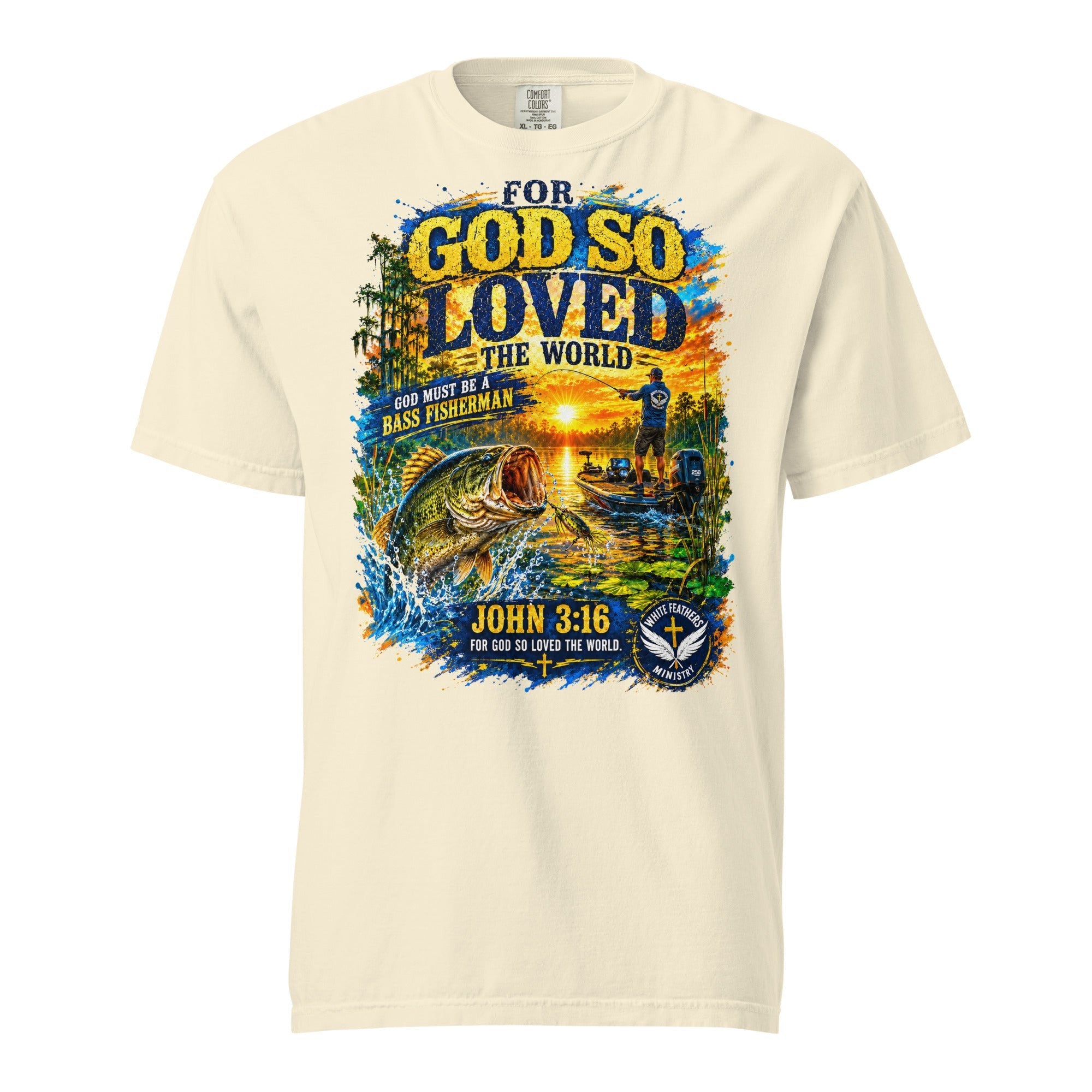 For God So Loved the World Bass Fisherman Unisex T-Shirt - The White Feathers Ministry