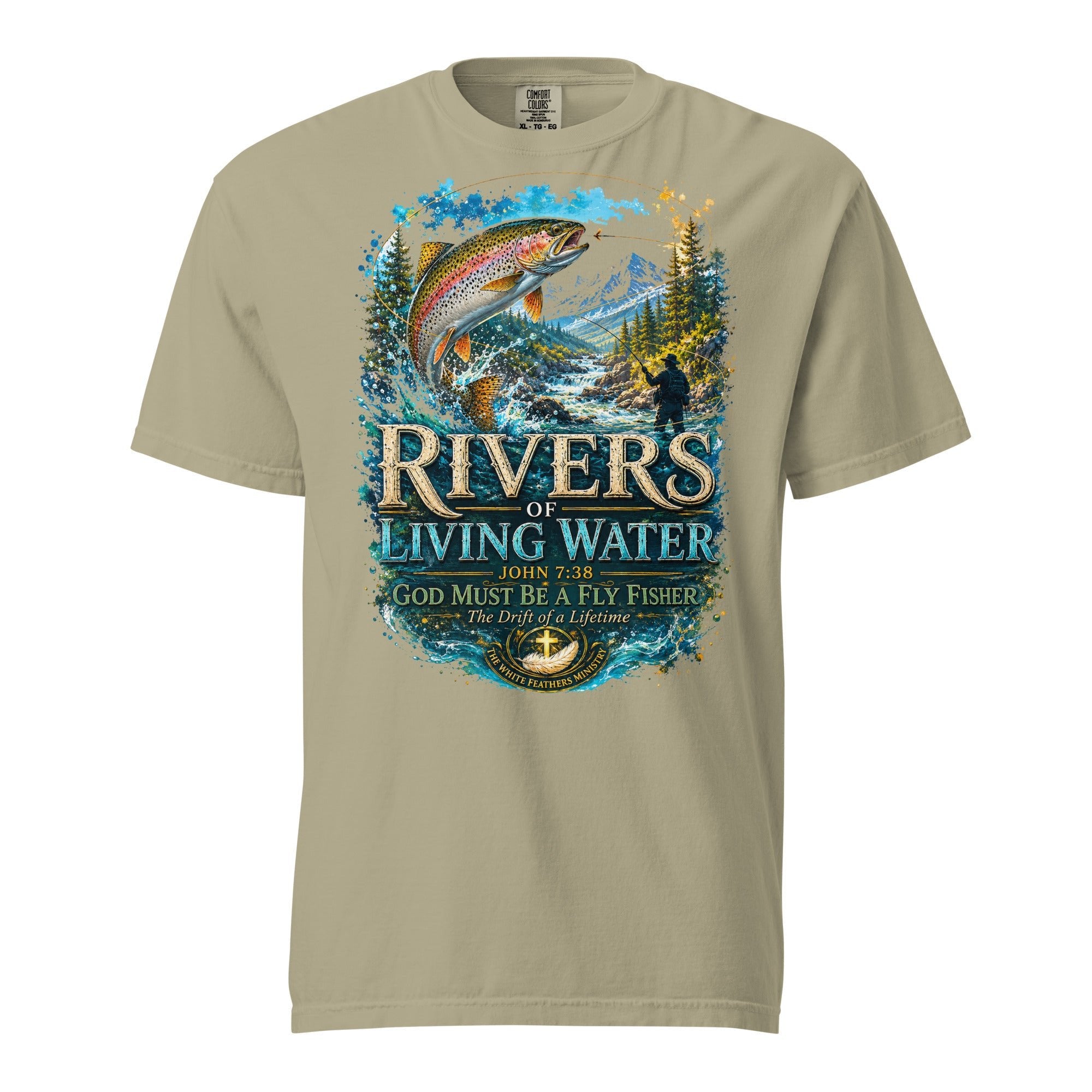 Rivers of Living Waters Fly Fishing Unisex T-Shirt - The White Feathers Ministry