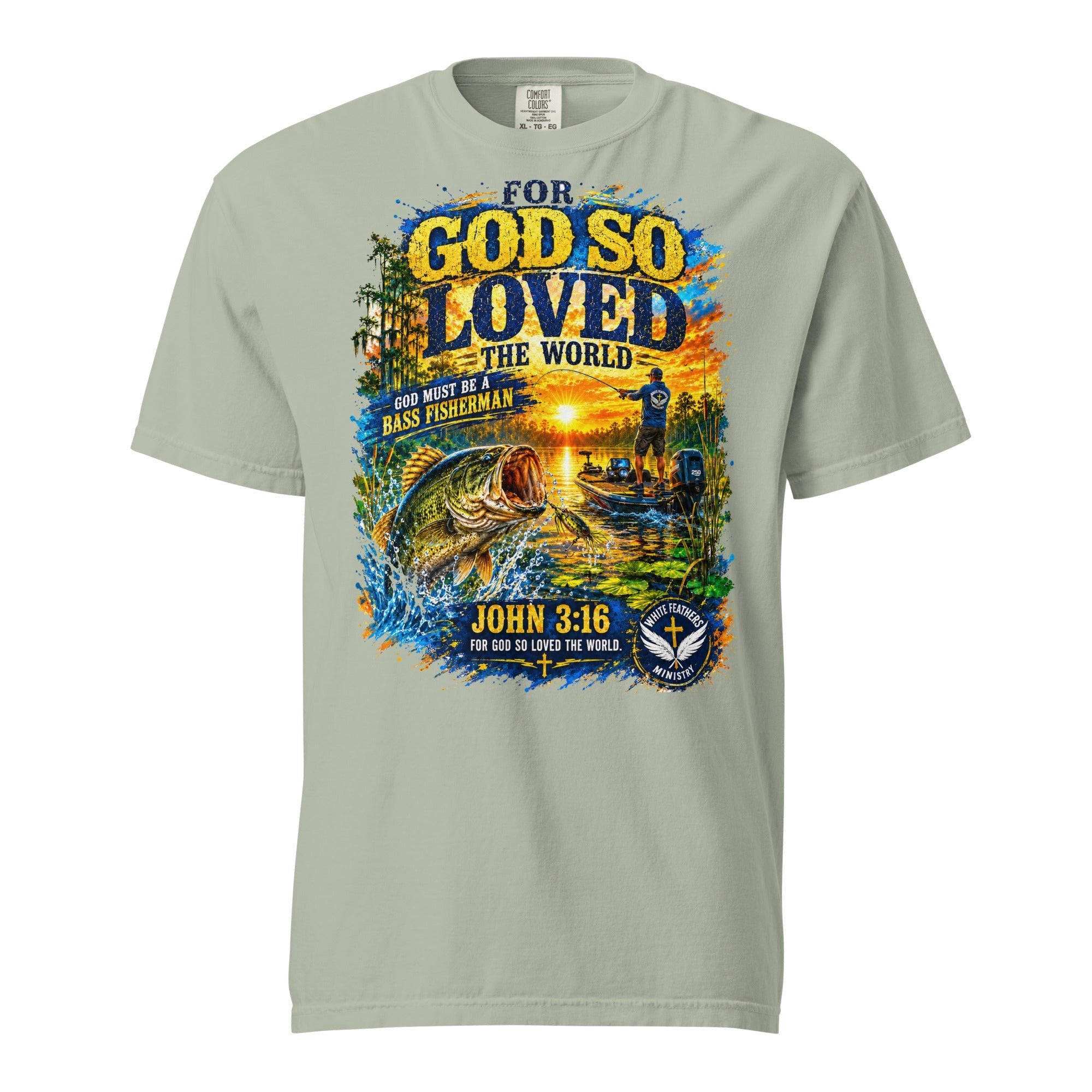 For God So Loved the World Bass Fisherman Unisex T-Shirt - The White Feathers Ministry