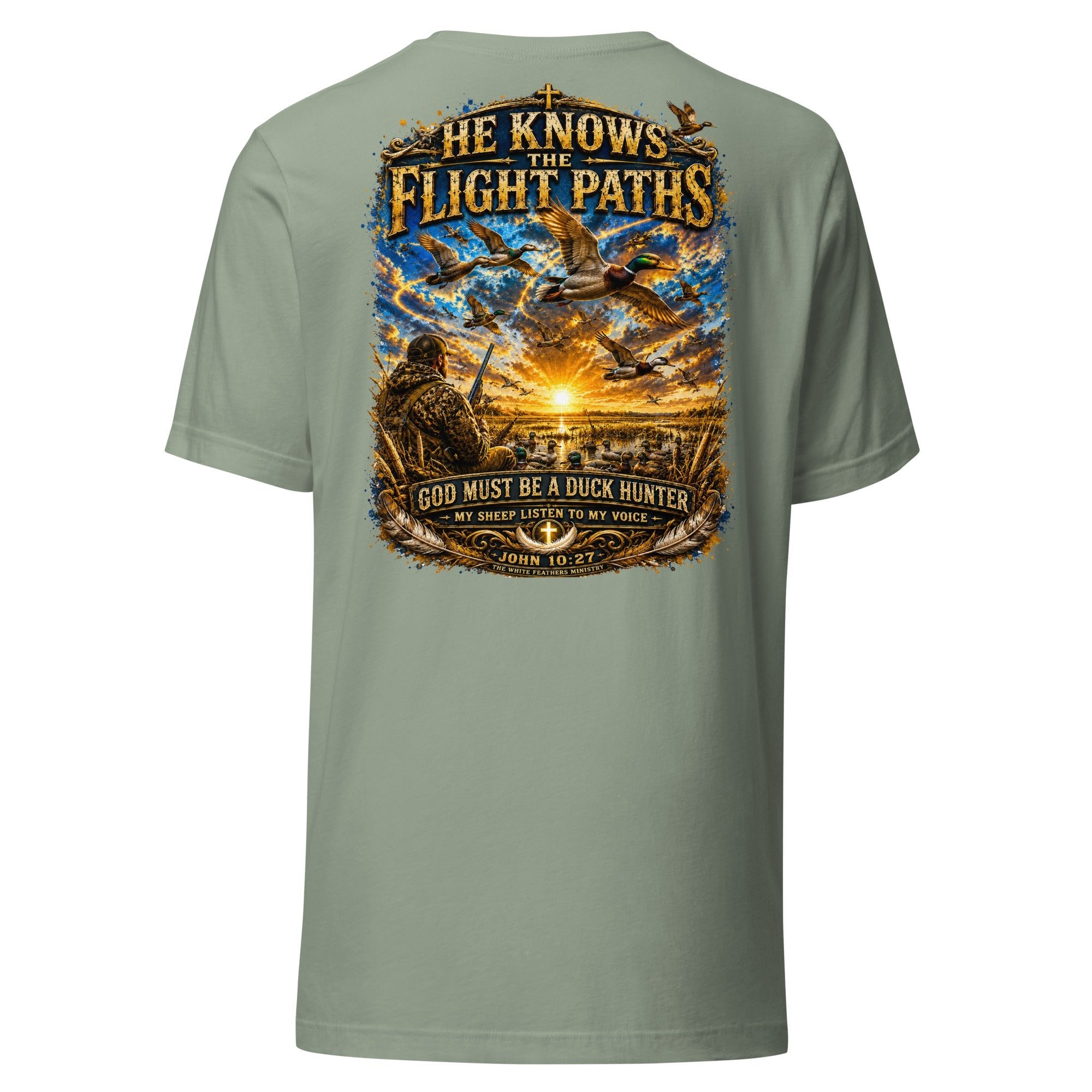 He Knows the Flight Paths Unisex T-Shirt - The White Feathers Ministry