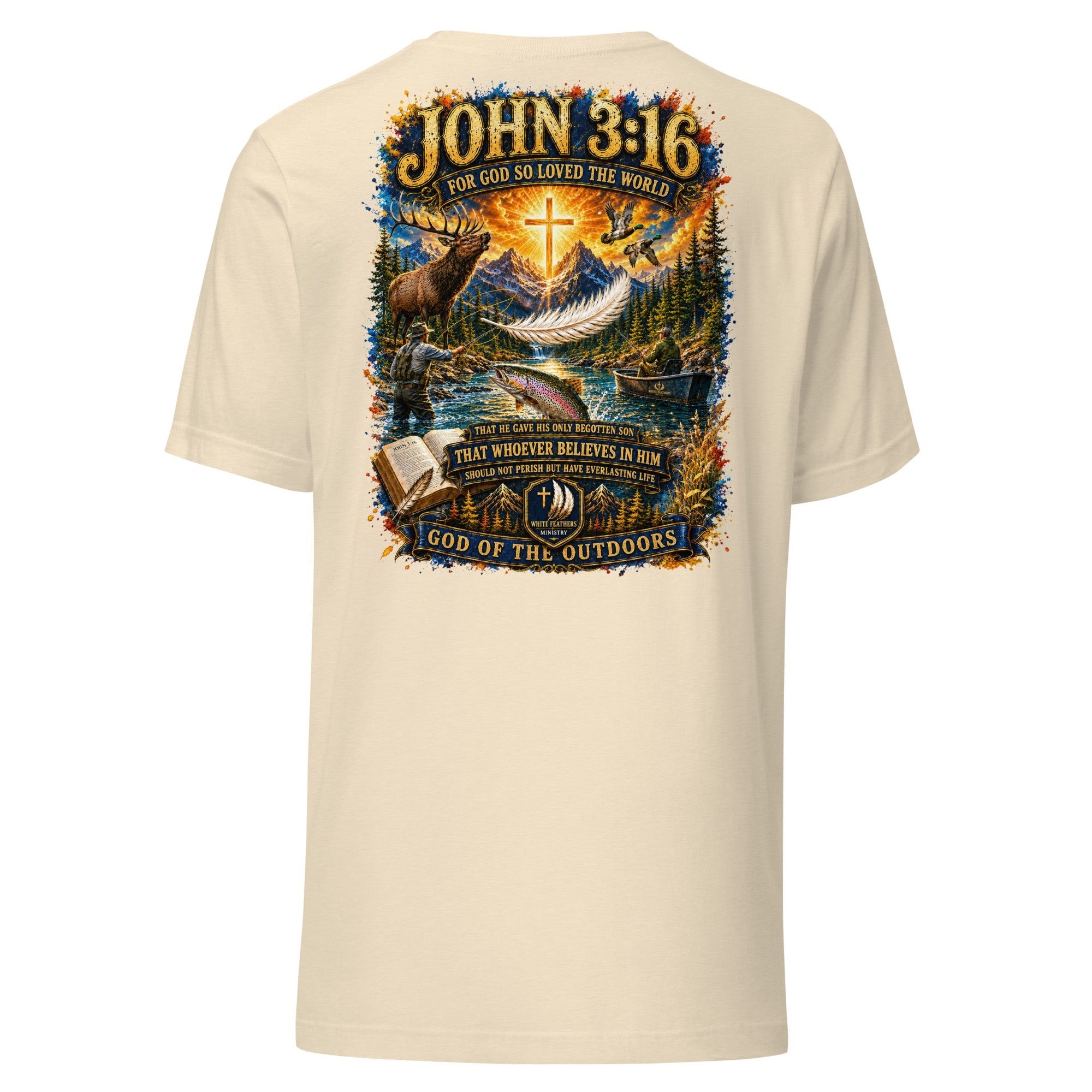 John 3:16 Outdoor Unisex T-Shirt - The White Feathers Ministry