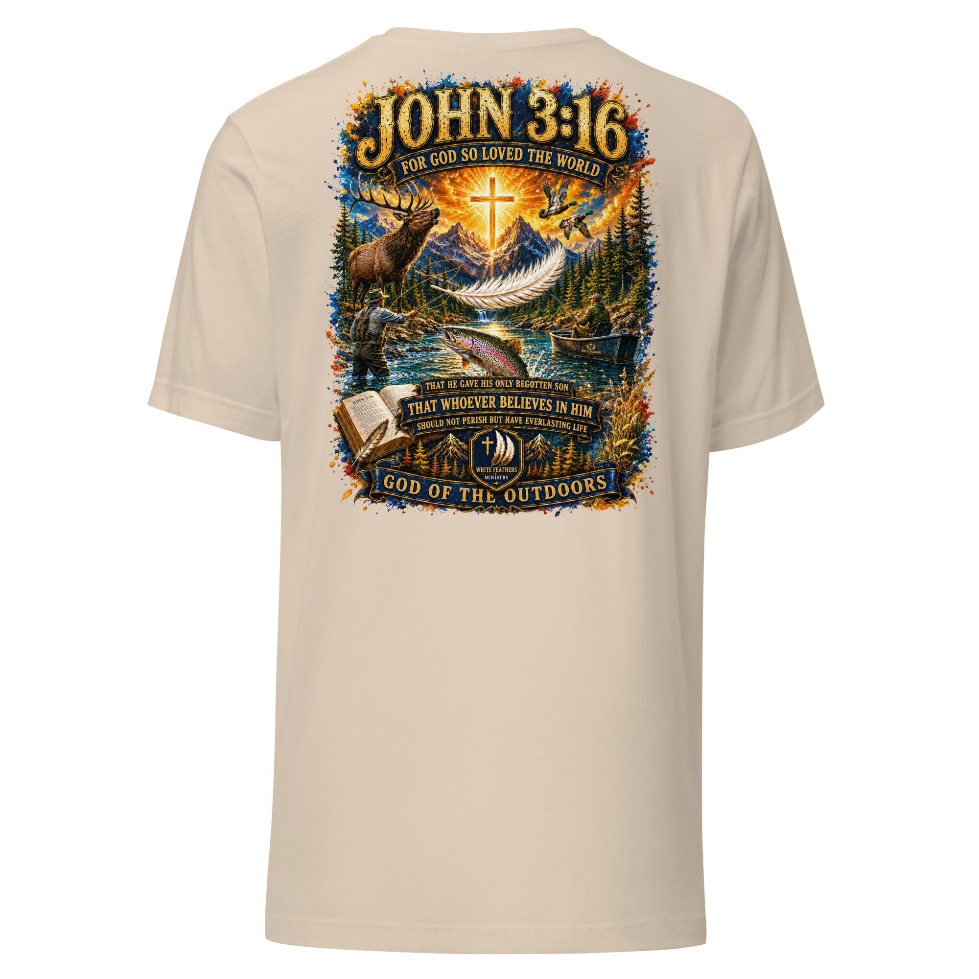 John 3:16 Outdoor Unisex T-Shirt - The White Feathers Ministry