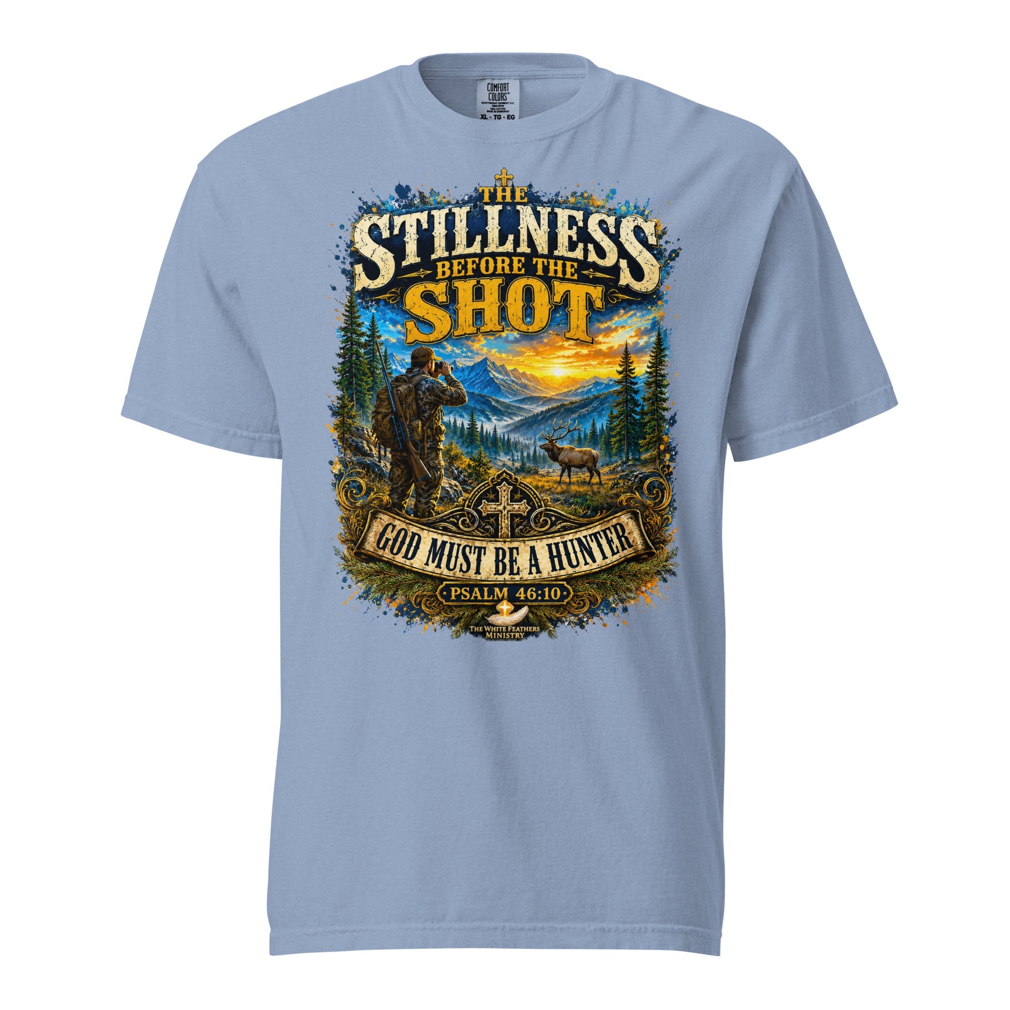 The Stillness Before the Shot Hunting Unisex T-Shirt - The White Feathers Ministry
