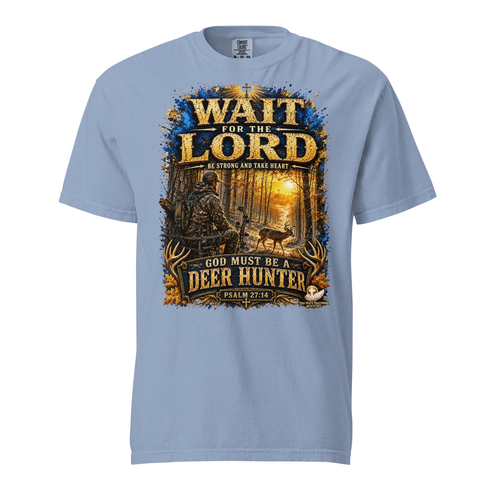 Wait for the Lord Deer Hunting Unisex T-Shirt - The White Feathers Ministry